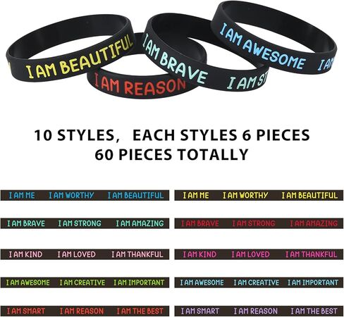 20 Pcs Inspirational Wristbands for Students – Self-Affirmation Phrase Bracelet – Motivational Quotes Rubber Bracelets – Back to School Gift for Students Kids in Saudi Arabia