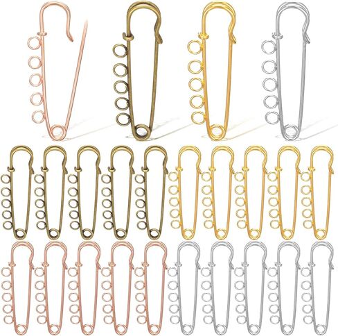 20 Pcs Large Safety Pins Heavy Duty 1.96 x 0.59 inch Safety Pins Brooch with 5 Loops Brooch Pins for Crafts Blankets Skirts Knitted Fabric Women Gold Silver Antique Bronze Rose Gold in Saudi Arabia