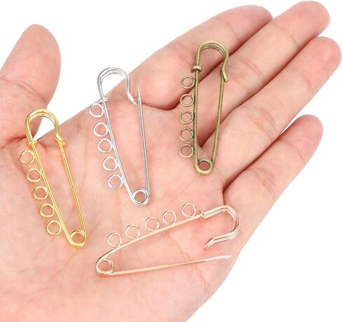 20 Pcs Large Safety Pins Heavy Duty 1.96 x 0.59 inch Safety Pins Brooch with 5 Loops Brooch Pins for Crafts Blankets Skirts Knitted Fabric Women Gold Silver Antique Bronze Rose Gold in Saudi Arabia