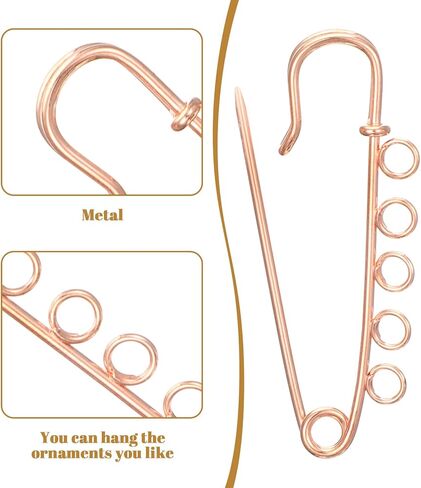 20 Pcs Large Safety Pins Heavy Duty 1.96 x 0.59 inch Safety Pins Brooch with 5 Loops Brooch Pins for Crafts Blankets Skirts Knitted Fabric Women Gold Silver Antique Bronze Rose Gold in Saudi Arabia