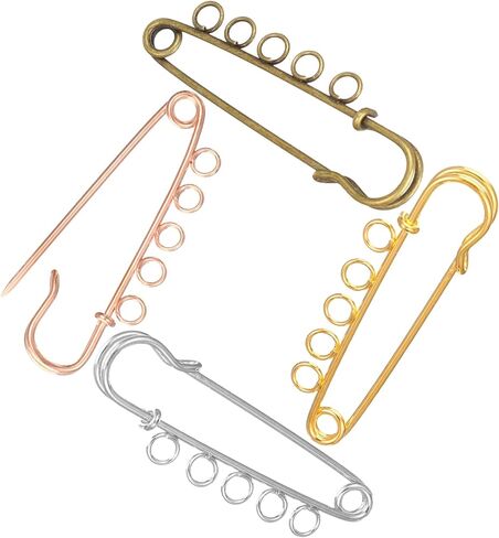 20 Pcs Large Safety Pins Heavy Duty 1.96 x 0.59 inch Safety Pins Brooch with 5 Loops Brooch Pins for Crafts Blankets Skirts Knitted Fabric Women Gold Silver Antique Bronze Rose Gold in Saudi Arabia
