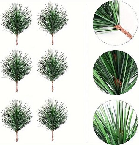 24Pcs Artificial Pine Sprigs, 2.7" Christmas Faux Cedar Stems for DIY Wreath Greenery Pine Needles Branches Small Picks for Favor Gifts Decor (Green) in Saudi Arabia