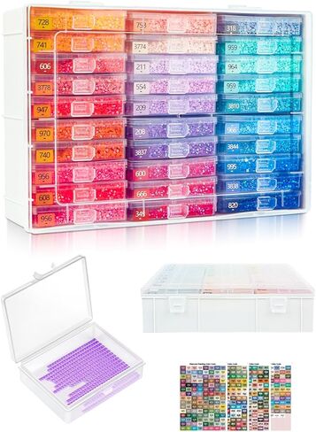 Diamond Painting Trays with Lids and Diamond Art Storage, 30PCS Diamond Art Accessories with Storage Containers, 2-in-1 Drill Storage and Line-Up Tool, 1 Pack 5D Diamond Painting Tools for Beads in Saudi Arabia
