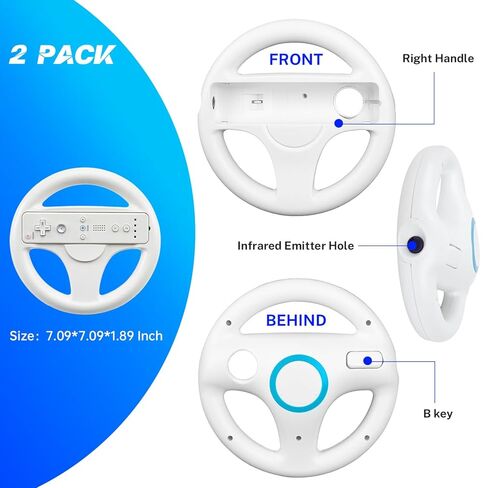 لعبة إطلاق النار EuroBird Wii u Zapper Gun Grip وعجلة القيادة - مناسبة لجهاز التحكم عن بعد اللاسلكي Wii Nunchuk (مجموعة بيضاء من 2) in Kuwait