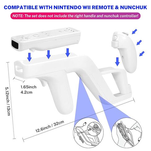 لعبة إطلاق النار EuroBird Wii u Zapper Gun Grip وعجلة القيادة - مناسبة لجهاز التحكم عن بعد اللاسلكي Wii Nunchuk (مجموعة بيضاء من 2) in Kuwait