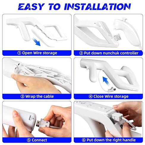لعبة إطلاق النار EuroBird Wii u Zapper Gun Grip وعجلة القيادة - مناسبة لجهاز التحكم عن بعد اللاسلكي Wii Nunchuk (مجموعة بيضاء من 2) in Kuwait