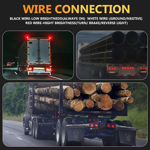 4Pcs 4" Round LED Trailer Tail Lights, Super Bright Red 24LED Waterproof Brake Stop Turn Tail Marker Trailer Lights Sealed Flush Mount for Truck RV Boat UTE UTV 12V W/Grommet Plug & 3-Prong Pigtails in Kuwait