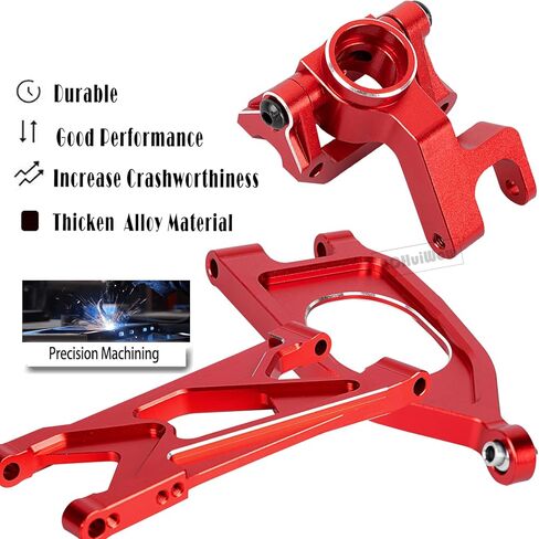 جزء ترقيات RC لشاحنة الوحش المصقولة 1/10 Gorgon 2WD RTR (ARA3230T1)، أذرع تعليق من سبائك الألومنيوم ومحور العجلة C وكتل التوجيه وحاملات المحور الخلفي، أحمر in Saudi Arabia