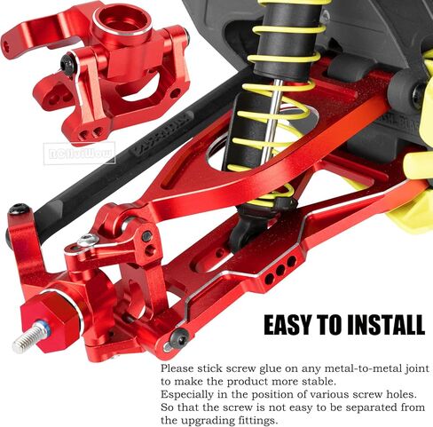جزء ترقيات RC لشاحنة الوحش المصقولة 1/10 Gorgon 2WD RTR (ARA3230T1)، أذرع تعليق من سبائك الألومنيوم ومحور العجلة C وكتل التوجيه وحاملات المحور الخلفي، أحمر in Saudi Arabia