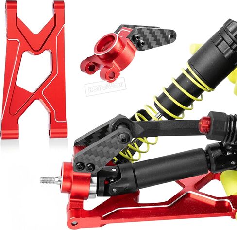 جزء ترقيات RC لشاحنة الوحش المصقولة 1/10 Gorgon 2WD RTR (ARA3230T1)، أذرع تعليق من سبائك الألومنيوم ومحور العجلة C وكتل التوجيه وحاملات المحور الخلفي، أحمر in Saudi Arabia