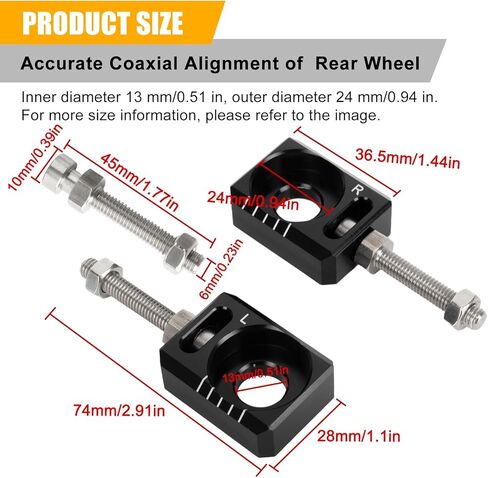 PSLER 2PCS Chain Tensioner Adjuster - Rear Axle Blocks Chain Adjuster with Dual-Side Measurement Scale - for Precise Alignment and Smooth Riding, Compatible with Light Bee X Segway X160 X260 Dirt Bike in Saudi Arabia