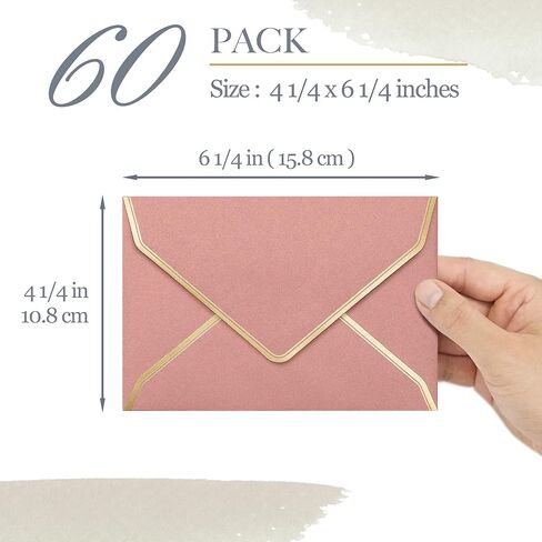 أظرف دعوة، 30 حزمة مظاريف 4x6 للدعوات، أظرف ملونة بحدود رقائق ذهبية، A4، 4 1/4 × 6 1/4 بوصة، 6 ألوان باستيل in Saudi Arabia