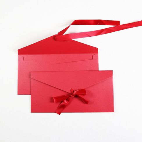 10 Pack Kraft Paper Envelopes with Ribbons, Invitation Envelopes for Festival and Party - Red in Saudi Arabia