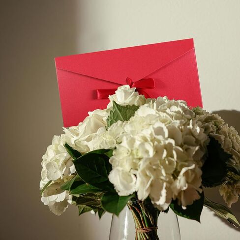 10 Pack Kraft Paper Envelopes with Ribbons, Invitation Envelopes for Festival and Party - Red in Saudi Arabia