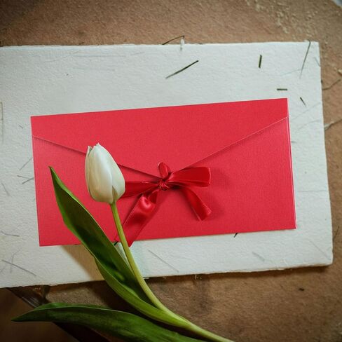 10 Pack Kraft Paper Envelopes with Ribbons, Invitation Envelopes for Festival and Party - Red in Saudi Arabia