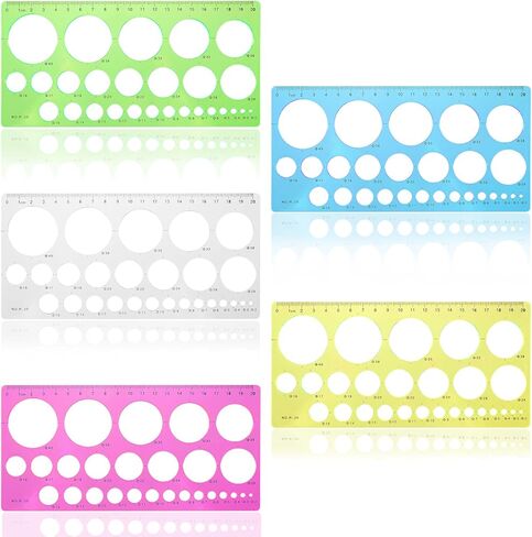 5 PCS Circle Template Plastic Circle Stencil Template Multi-Function Circles Oval Measuring Templates Measuring Geometry Ruler Formwork Drawings Templates for Office School Drawing Supplies in Saudi Arabia