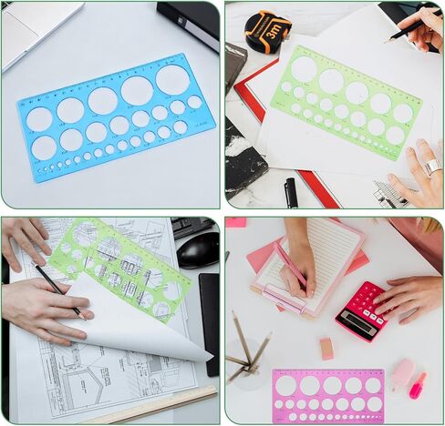 5 PCS Circle Template Plastic Circle Stencil Template Multi-Function Circles Oval Measuring Templates Measuring Geometry Ruler Formwork Drawings Templates for Office School Drawing Supplies in Saudi Arabia