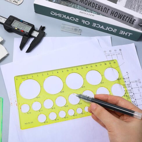 5 PCS Circle Template Plastic Circle Stencil Template Multi-Function Circles Oval Measuring Templates Measuring Geometry Ruler Formwork Drawings Templates for Office School Drawing Supplies in Saudi Arabia