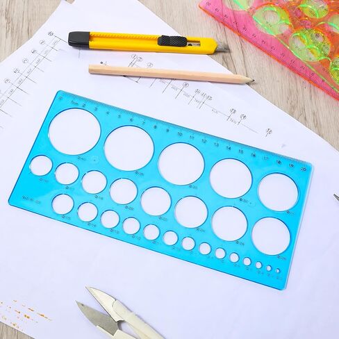 5 PCS Circle Template Plastic Circle Stencil Template Multi-Function Circles Oval Measuring Templates Measuring Geometry Ruler Formwork Drawings Templates for Office School Drawing Supplies in Saudi Arabia