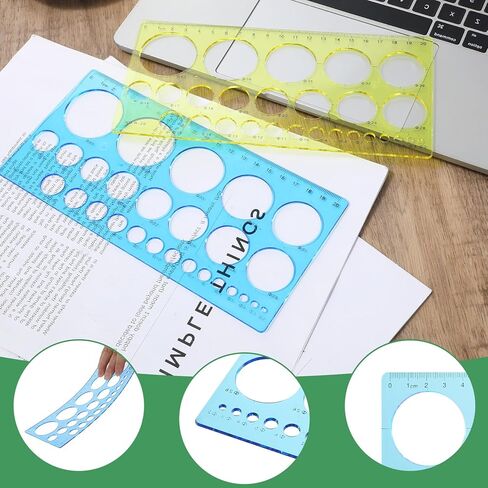 5 PCS Circle Template Plastic Circle Stencil Template Multi-Function Circles Oval Measuring Templates Measuring Geometry Ruler Formwork Drawings Templates for Office School Drawing Supplies in Saudi Arabia