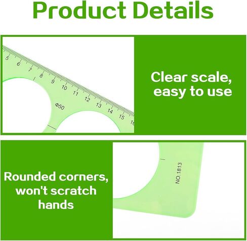 Circle Template for Drawing Drafting, Ymapinc 3Pcs Plastic Circle/Oval Shape Stencil for Painting, Transparent Green Geometric Measuring Rulers for School Office Supplies in Saudi Arabia