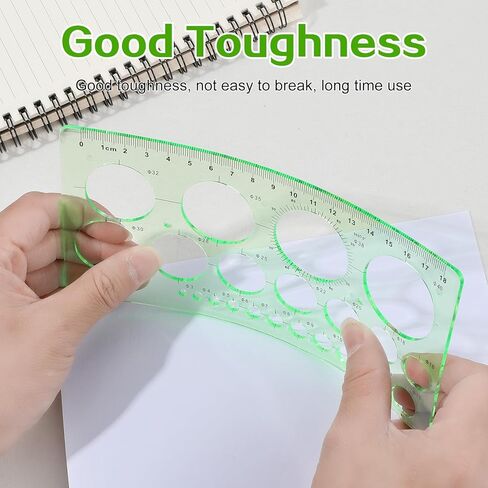 Circle Template for Drawing Drafting, Ymapinc 3Pcs Plastic Circle/Oval Shape Stencil for Painting, Transparent Green Geometric Measuring Rulers for School Office Supplies in Saudi Arabia