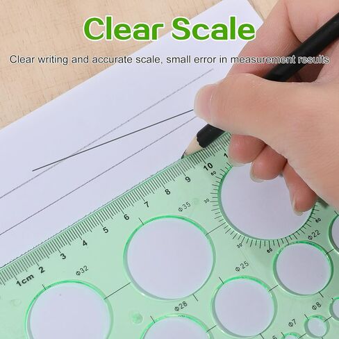 Circle Template for Drawing Drafting, Ymapinc 3Pcs Plastic Circle/Oval Shape Stencil for Painting, Transparent Green Geometric Measuring Rulers for School Office Supplies in Saudi Arabia
