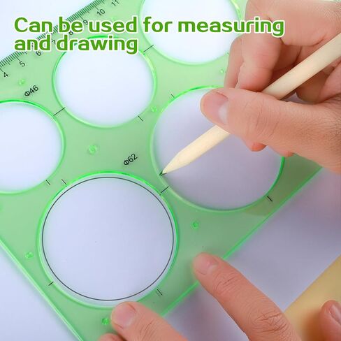 Circle Template for Drawing Drafting, Ymapinc 3Pcs Plastic Circle/Oval Shape Stencil for Painting, Transparent Green Geometric Measuring Rulers for School Office Supplies in Saudi Arabia
