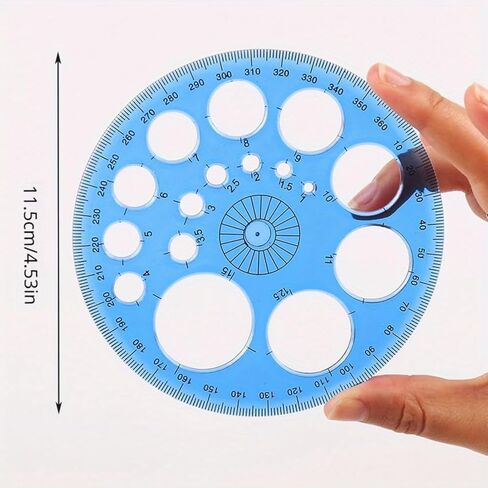 Full Circle Template Plastic Round Protractor 360 Degree for Painting Drawing Drafting Tool 16 Circular Sizes,Technical Drawing Supplies-4 Colors in Saudi Arabia