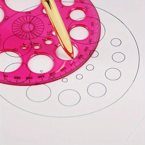 Full Circle Template Plastic Round Protractor 360 Degree for Painting Drawing Drafting Tool 16 Circular Sizes,Technical Drawing Supplies-4 Colors in Saudi Arabia