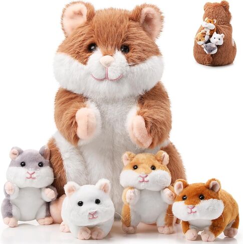 DEEKIN 5 Pcs Adorable Groundhog Plush Set 14 Inch Mommy Groundhog Stuffed Animal with 4 Cute Plush Babies in Her Belly Soft Cuddly Marmot Plushie for Toddlers Boys Girls Birthday Party Favors Gifts in Kuwait