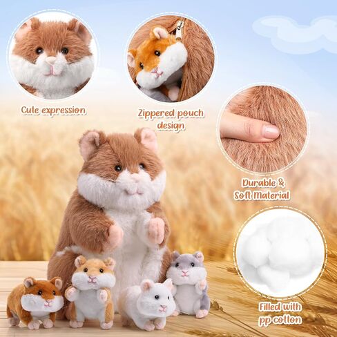 DEEKIN 5 Pcs Adorable Groundhog Plush Set 14 Inch Mommy Groundhog Stuffed Animal with 4 Cute Plush Babies in Her Belly Soft Cuddly Marmot Plushie for Toddlers Boys Girls Birthday Party Favors Gifts in Kuwait
