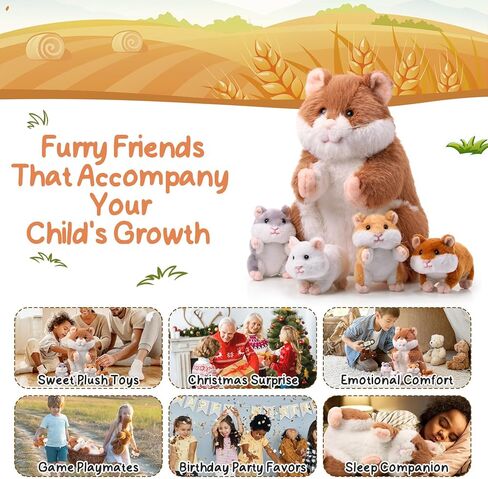 DEEKIN 5 Pcs Adorable Groundhog Plush Set 14 Inch Mommy Groundhog Stuffed Animal with 4 Cute Plush Babies in Her Belly Soft Cuddly Marmot Plushie for Toddlers Boys Girls Birthday Party Favors Gifts in Kuwait