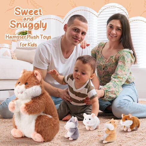 DEEKIN 5 Pcs Adorable Groundhog Plush Set 14 Inch Mommy Groundhog Stuffed Animal with 4 Cute Plush Babies in Her Belly Soft Cuddly Marmot Plushie for Toddlers Boys Girls Birthday Party Favors Gifts in Kuwait