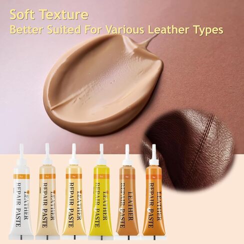 طقم إصلاح الجلد والفينيل 21 قطعة | إصلاح التمزقات والثقوب والخدوش والتقشير على الأثاث ومقاعد السيارات والسترات | تطبيق سريع، ألوان قابلة للمزج، جميع أنواع الجلود in Kuwait