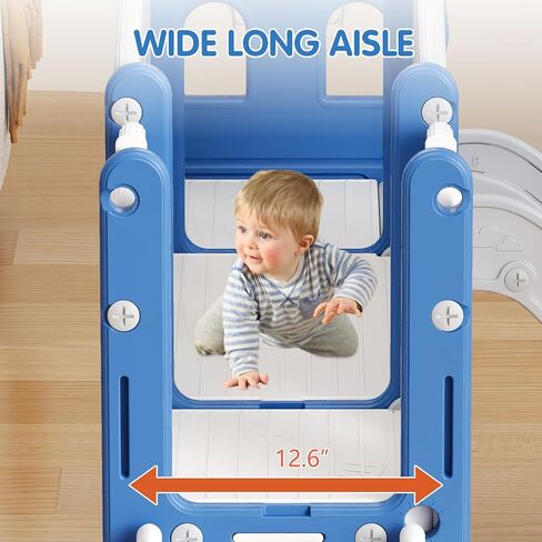 8 in 1 Toddler Slide Set, Kid Slide with Basketball Hoop Telescope and Climber, Indoor Outdoor Playset, Toddler Playground for Age 1-3, Blue & Gray in Saudi Arabia