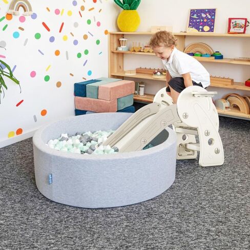 Toddler Slide for Kids Ball Pit Indoor Slide for Toddlers Baby with Basketball Hoop Slideway for Ball Pit Toddlers Kids in Kuwait