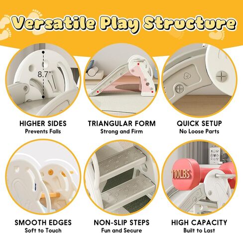 Toddler Slide for Kids Ball Pit Indoor Slide for Toddlers Baby with Basketball Hoop Slideway for Ball Pit Toddlers Kids in Kuwait