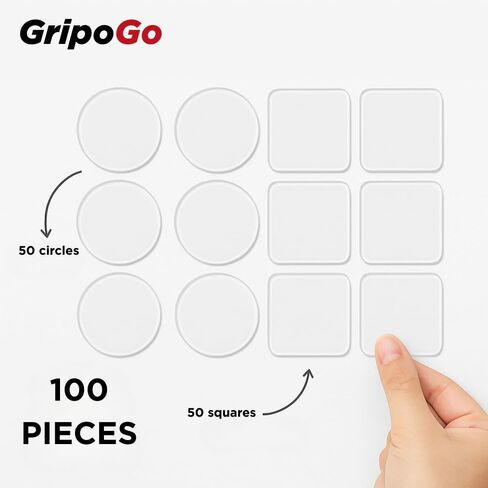 Nano Adhesive Stickers (100pcs) - Heavy-Duty Double-Sided Clear Gel Mounting Pads - Washable, Reusable & Traceless Sticky Squares & Circles for Multi-Surface Use, Rug Grip, Wall & DIY Projects in Saudi Arabia