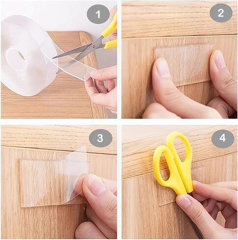 1m Invisible Two Sided Tape Heavy Duty for Decoration, Home Repair, Greeting Cards, No Damage, Double Sided Tape for Crafts Wall Safe Tape Transparent High Adhesive Nano Tape Wall Safe Tape in Saudi Arabia