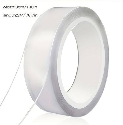 1m Invisible Two Sided Tape Heavy Duty for Decoration, Home Repair, Greeting Cards, No Damage, Double Sided Tape for Crafts Wall Safe Tape Transparent High Adhesive Nano Tape Wall Safe Tape in Saudi Arabia