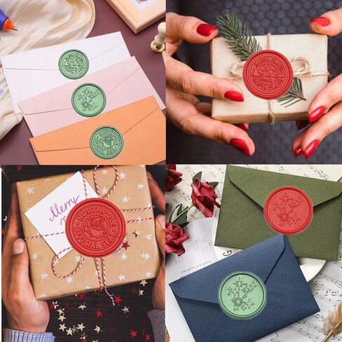 Santa Claus Wax Seal Stickers, ONWINPOR Christmas Tree Star Envelope Seal Stickers, 50 Pcs Self- Adhesive Prosecco Wax Sealingstickers in 3 Styles Perfect for Christmas in Saudi Arabia