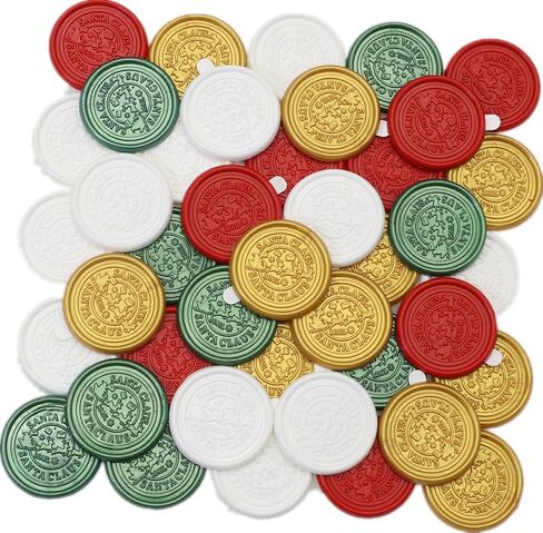 Santa Claus Wax Seal Stickers, ONWINPOR Christmas Tree Star Envelope Seal Stickers, 50 Pcs Self- Adhesive Prosecco Wax Sealingstickers in 3 Styles Perfect for Christmas in Saudi Arabia