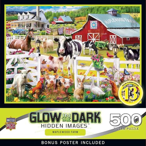 MasterPieces - 500 Piece Jigsaw Puzzle, Glows in The Dark, Hidden Images, Dinosaur Valley, Fun for Adults, Family, Kids, 15" x 21" in Kuwait