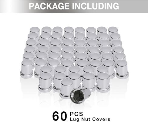 33mm by 2-3/8in Chrome ABS Plastic Lug Nut Covers Push On Small Spiked Top Flanged Nut Cover Caps for Semi Trucks (Pack of 20) in Saudi Arabia