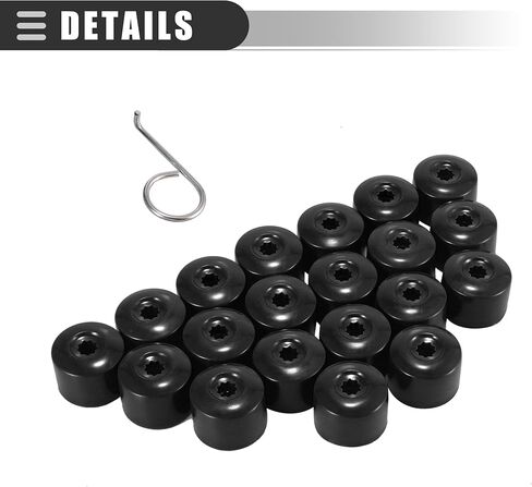 Motoforti 17mm ID Wheel Lock Lug Bolt Nut Cover Cap with Remove Dismantle Tool,for Volkswagen Eos 2007-2015,Plastic,1K0601173,Black,20 Pcs in Saudi Arabia