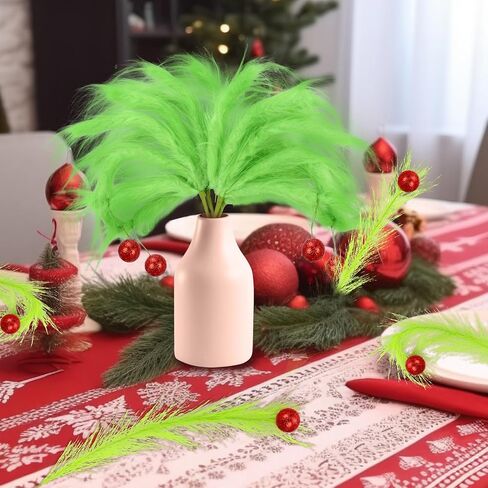 8 Pcs Christmas Tree Topper, 17 Inch Lime Green Christmas Tree Ornament, Green Furry Christmas Picks with Red Ball for Xmas Tree Wreath Home Craft Decors (Funny) in Saudi Arabia