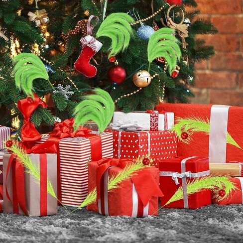 8 Pcs Christmas Tree Topper, 17 Inch Lime Green Christmas Tree Ornament, Green Furry Christmas Picks with Red Ball for Xmas Tree Wreath Home Craft Decors (Funny) in Saudi Arabia