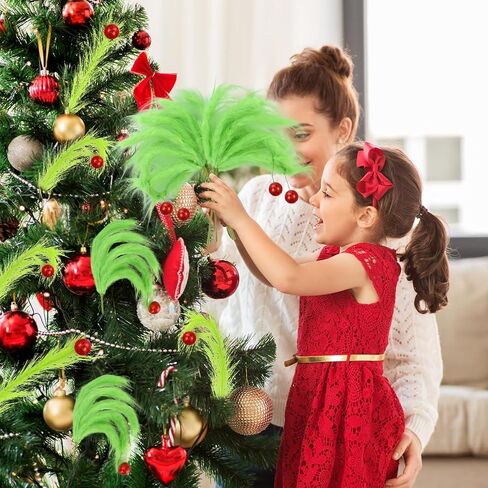 8 Pcs Christmas Tree Topper, 17 Inch Lime Green Christmas Tree Ornament, Green Furry Christmas Picks with Red Ball for Xmas Tree Wreath Home Craft Decors (Funny) in Saudi Arabia
