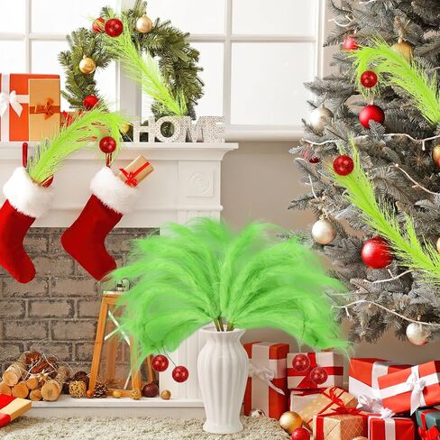 8 Pcs Christmas Tree Topper, 17 Inch Lime Green Christmas Tree Ornament, Green Furry Christmas Picks with Red Ball for Xmas Tree Wreath Home Craft Decors (Funny) in Saudi Arabia